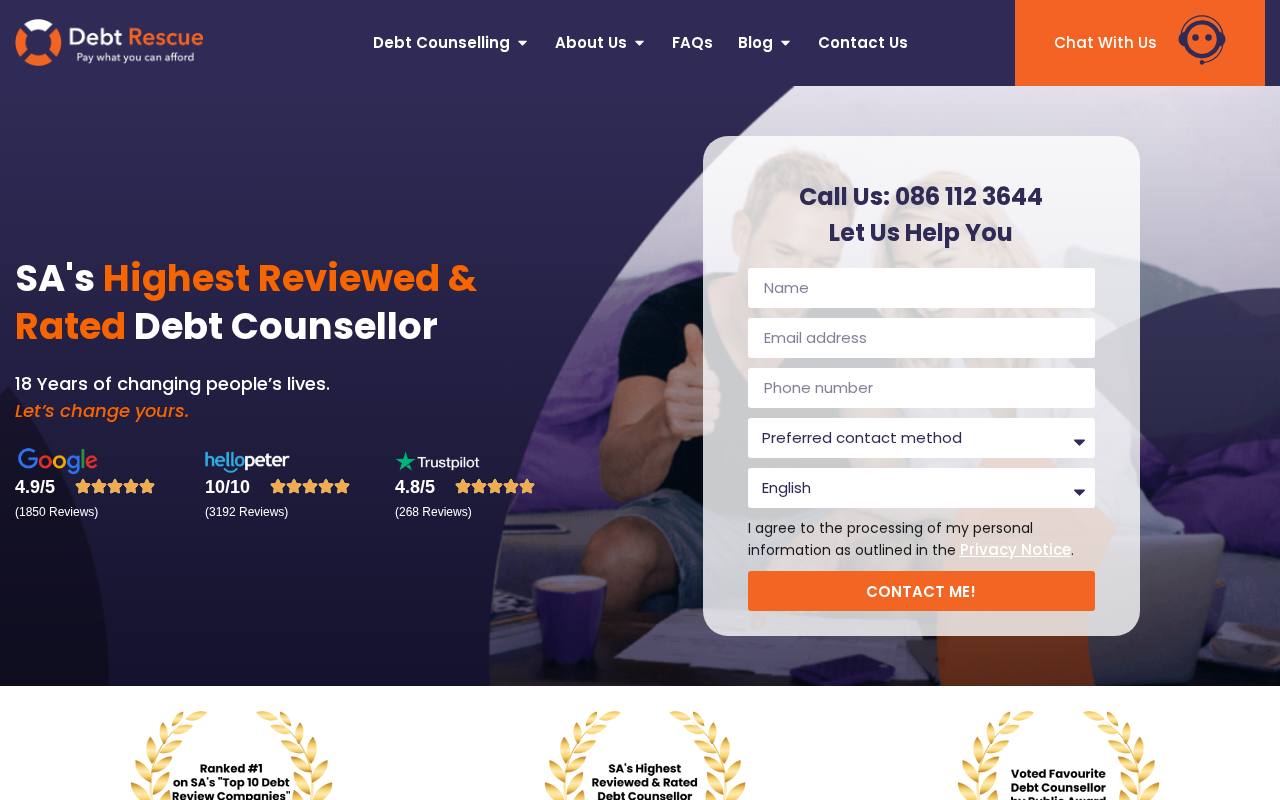 Debt Rescue website designed and built by Websummit