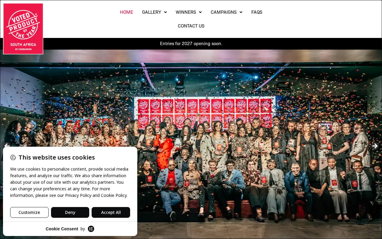Product of the Year website built by Websummit